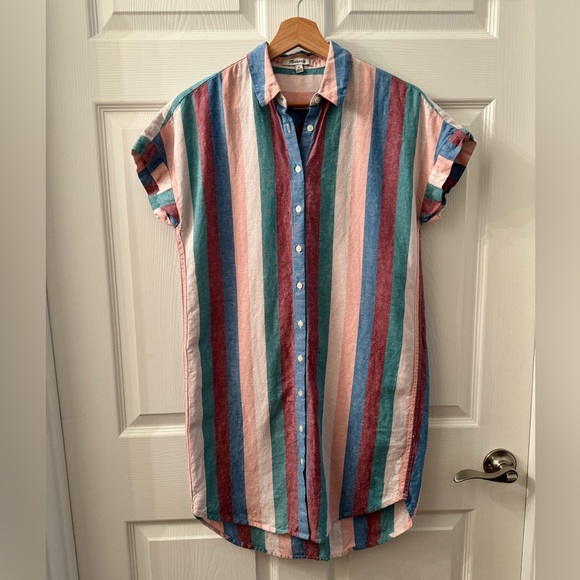 Madewell Striped Button Up Dress - Picture 1 of 3